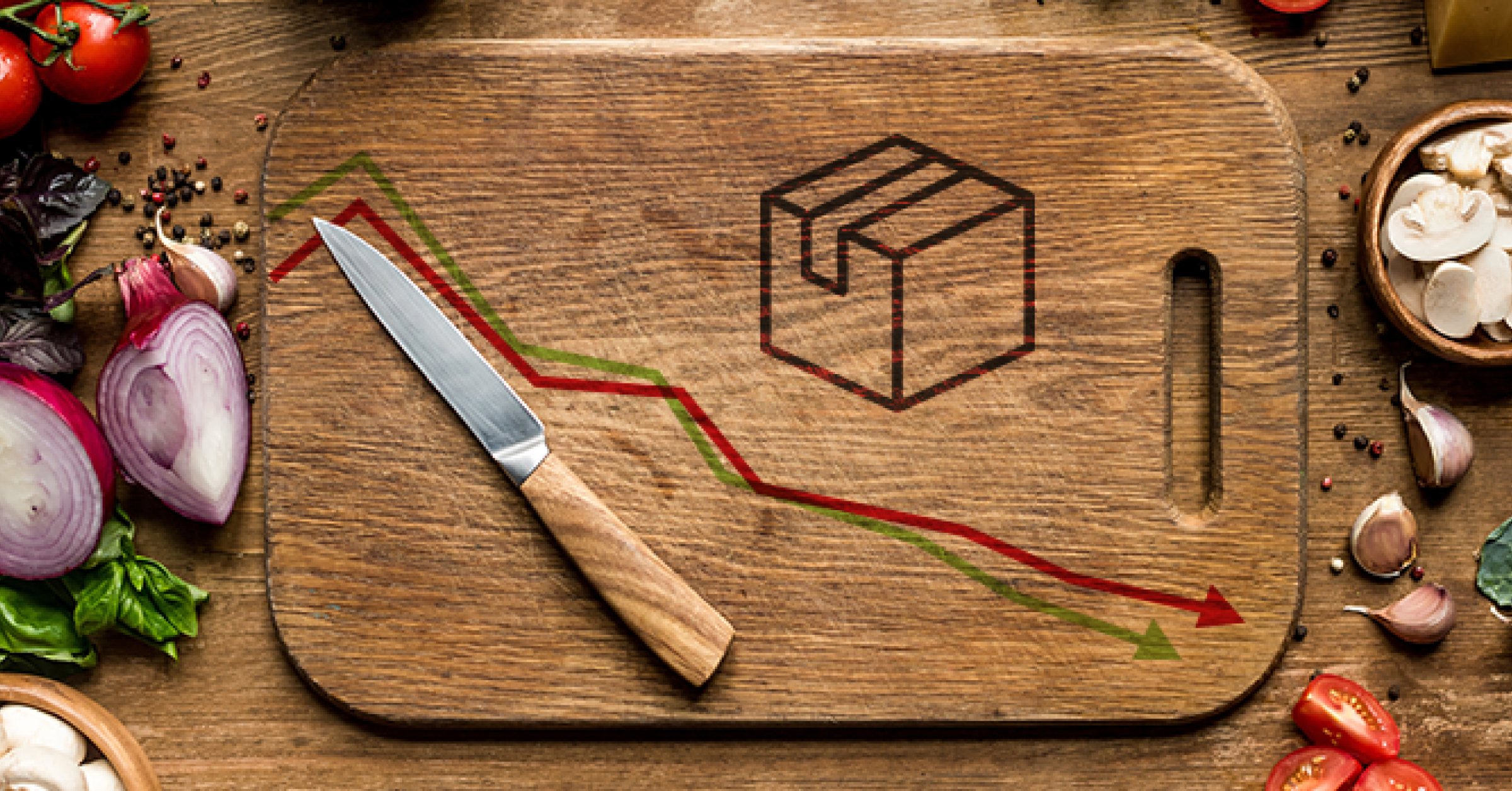 Cutting board with knife