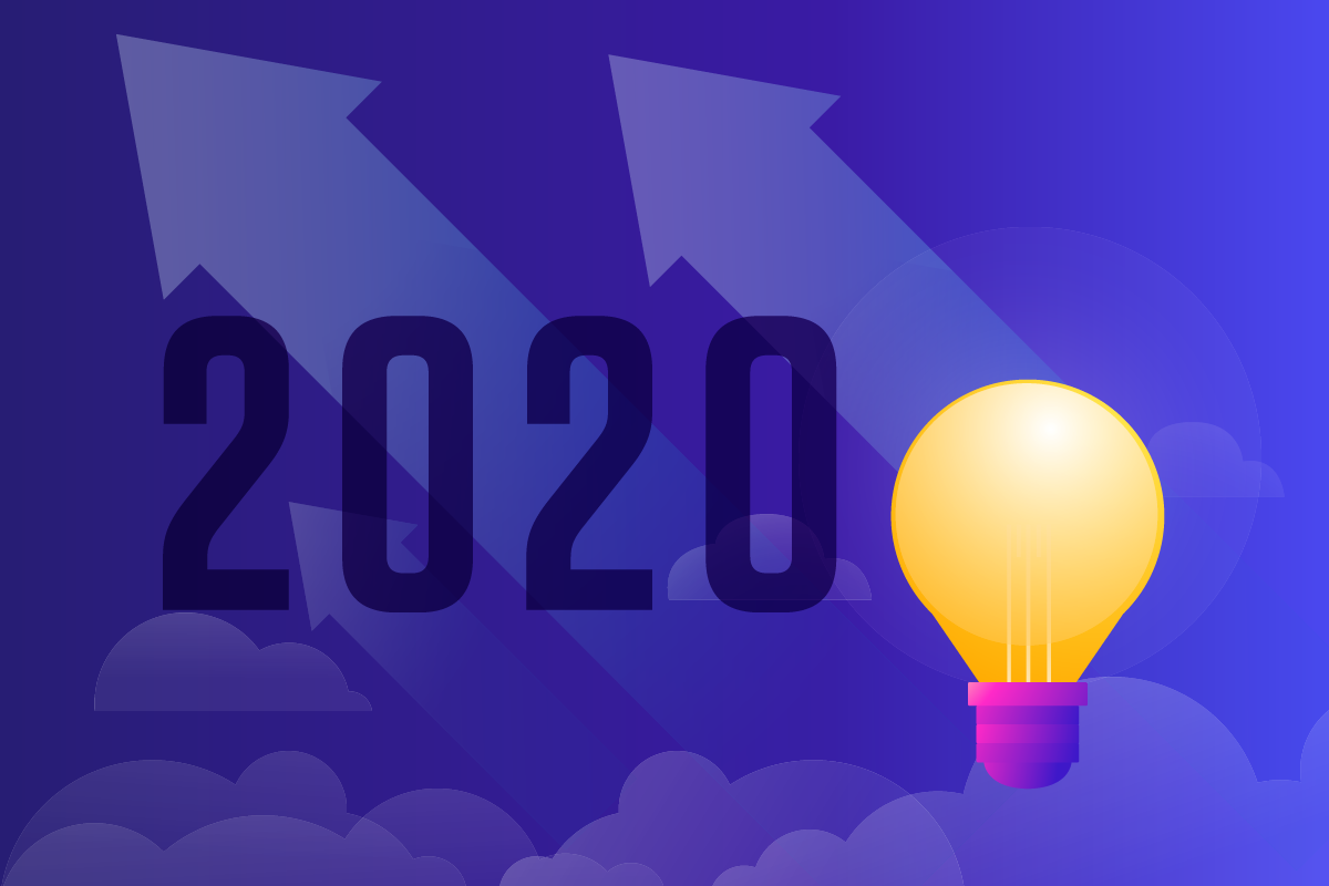 2020 with a light bulb