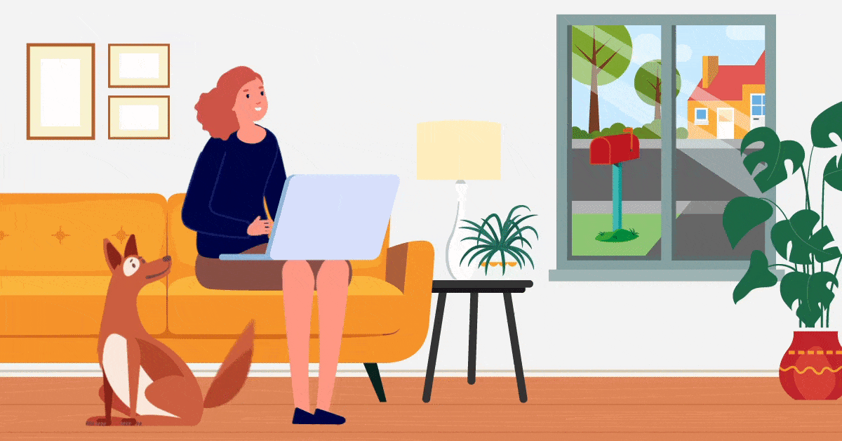 Triggered Mail- V2 Woman at home with a laptop.