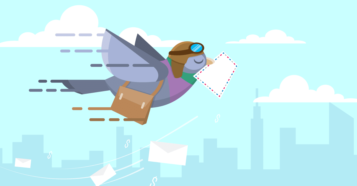 Pigeon carrying mail.