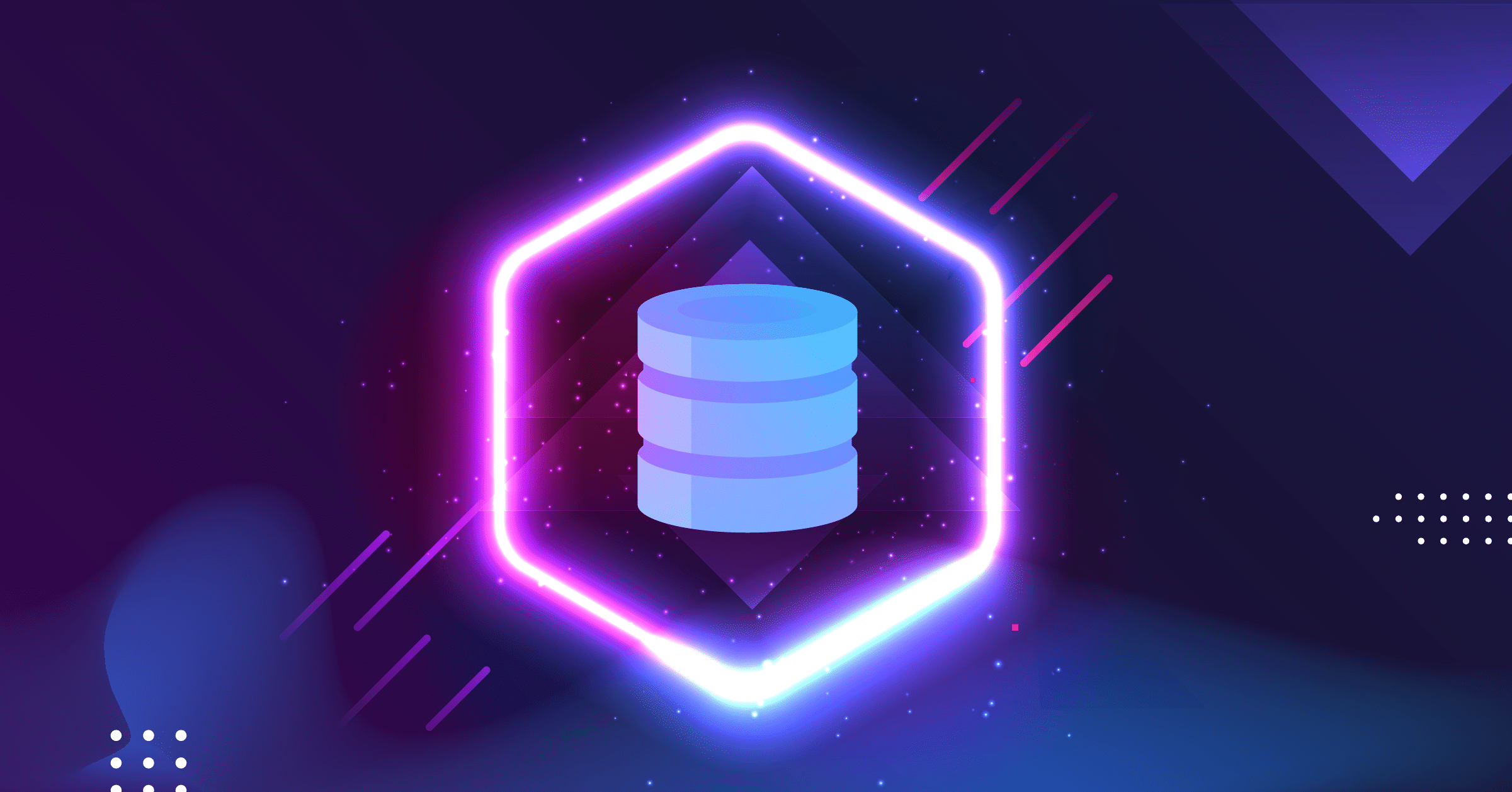 3 pillar stack with a neon hexagon around it