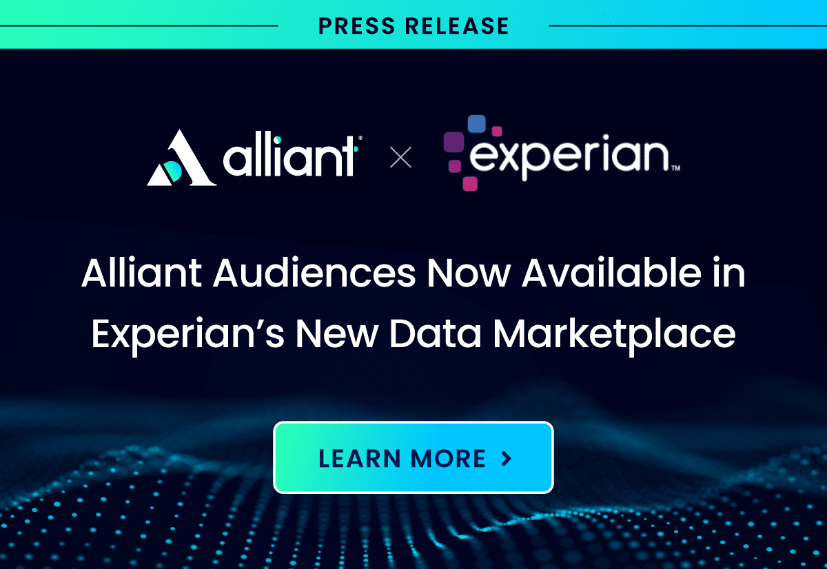 Alliant & Experian Logo. Alliant Audiences Now Available in Experian's New Data Marketplace